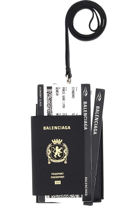 Balenciaga Kids Balenciaga Black Leather Phone Holed