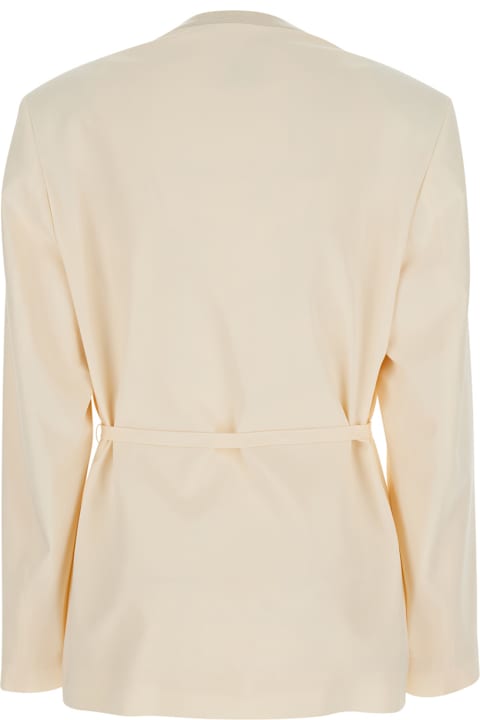 Mauro Grifoni for Men Mauro Grifoni White Jacket With Front Closure And Pockets For Women