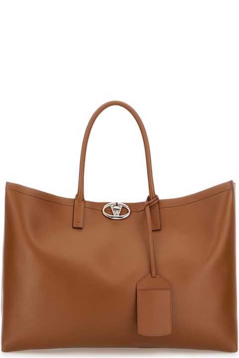 Fashion for Men Valentino Garavani Brown Leather Medium Vlogo Locker Shopping Bag