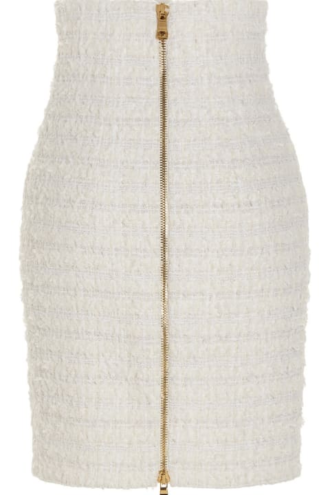 ウィメンズ Balmainのウェア Balmain Logo Button Tweed Skirt