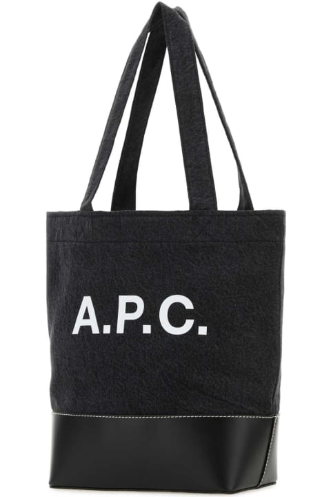 A.P.C. Totes for Women A.P.C. Black Denim And Leather Small Axel Shopping Bag