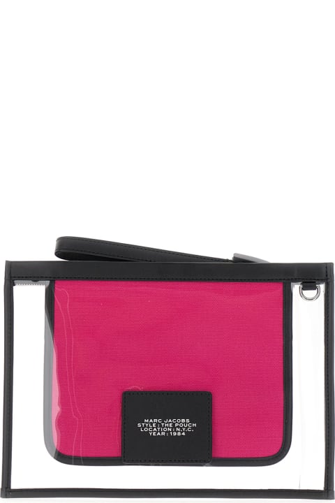 Marc Jacobs for Women Marc Jacobs 'the Clear Large Pouch' Fuchsia Pouch With Logo Print In Pvc Woman