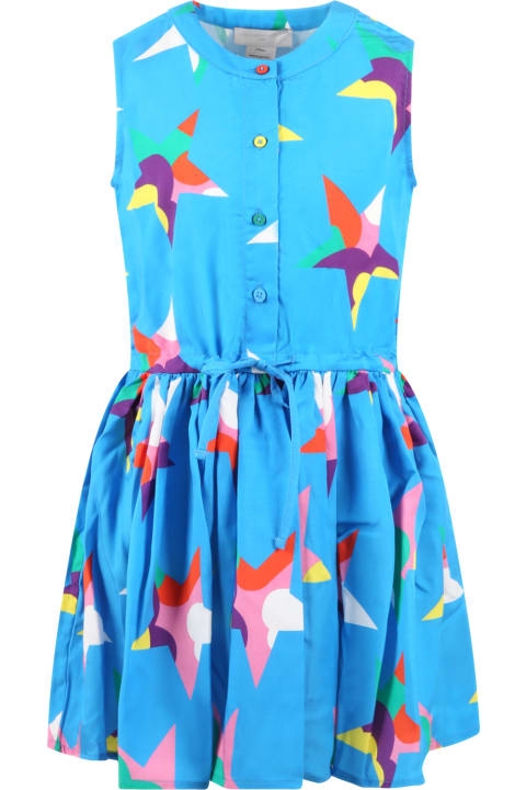 Dresses for Girls Stella McCartney Kids Light-blue Dress For Girl With Colorful Stars