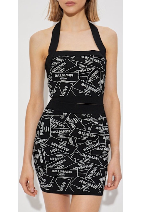 Balmain Topwear for Women Balmain Logo Detailed Cropped Top