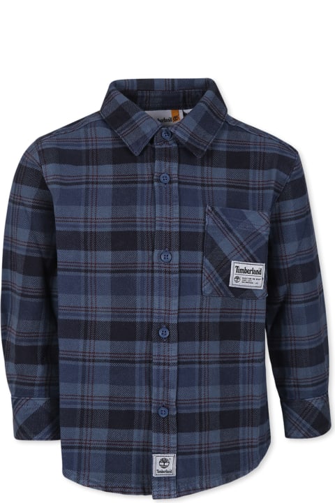 Timberland قمصان لـ أولاد Timberland Blue Shirt For Boy With Logo