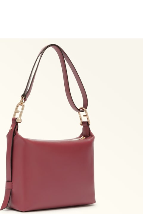 Homeware Furla Tonie M Leather Hobo Ball Bag, Ruby Color