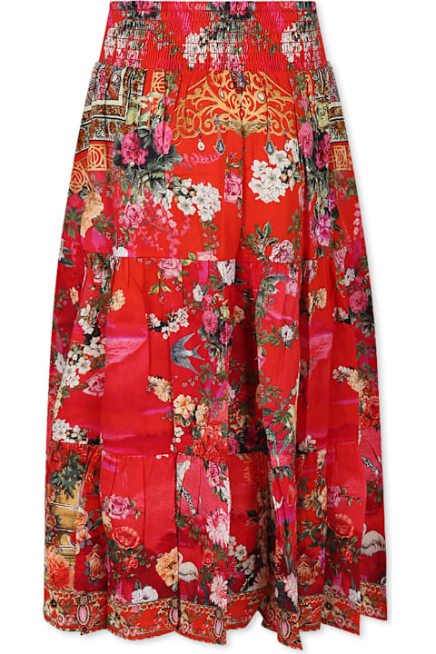 Homeware Camilla Red Skirt For Girl With Floral Print