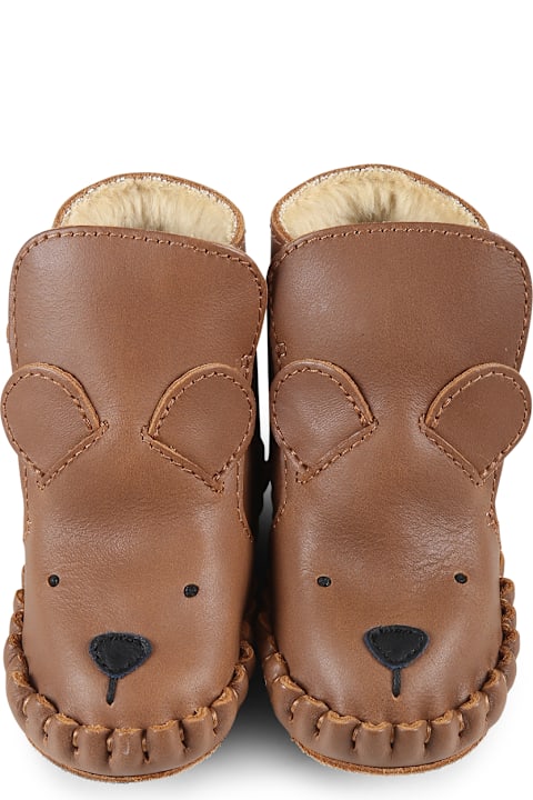 Donsje for Kids Donsje Brown Ankle Boots For Babykids With Bear