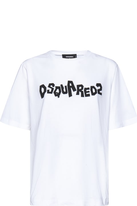 Dsquared2 Topwear for Women Dsquared2 White T-shirt With Contrast Logo