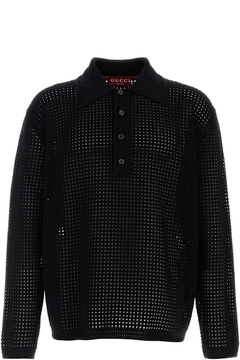 Homeware Gucci Black Crochet Polo Shirt