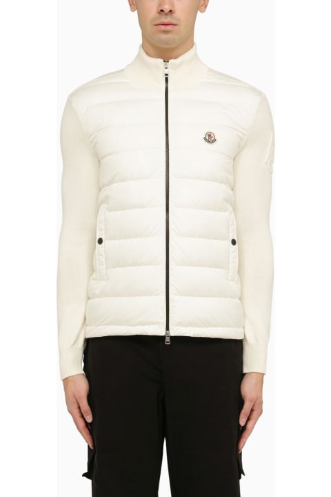 Sale for Men Moncler White Padded Cardigan With Logo
