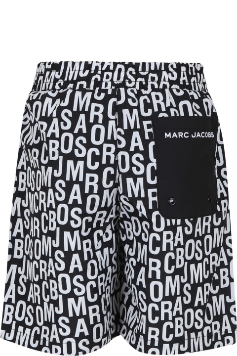 ボーイズ Little Marc Jacobsの水着 Little Marc Jacobs Black Swim Shorts For Boy With Logo