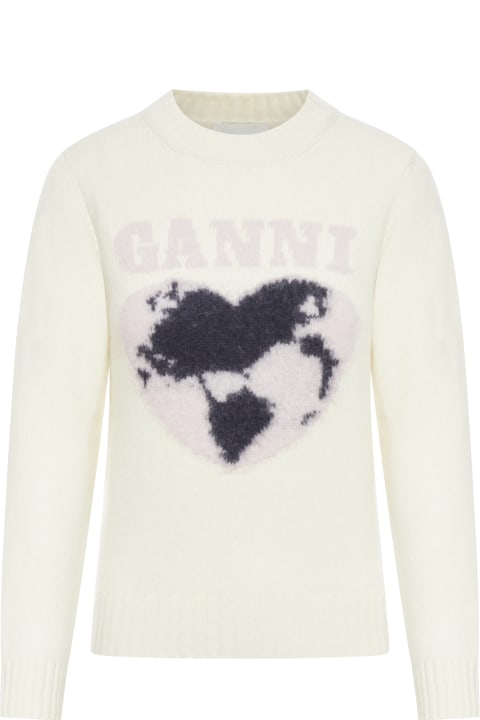 Ganni Sweaters for Women Ganni Graphic Soft Wool Mix O-neck
