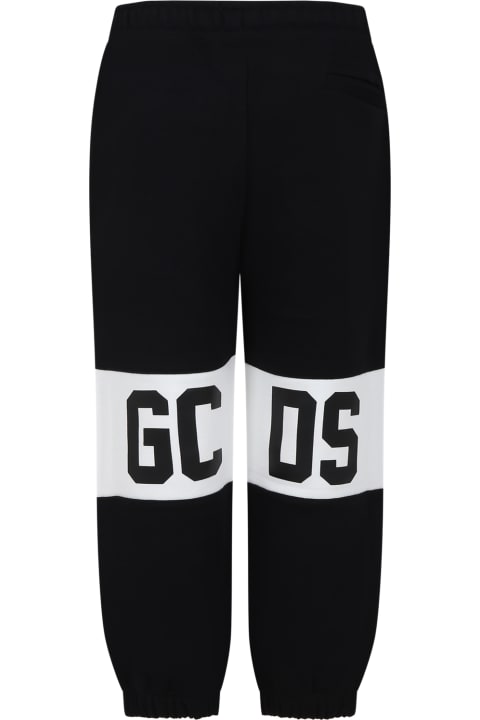 ボーイズ GCDS Miniのボトムス GCDS Mini Black Trousers For Boy With Logo