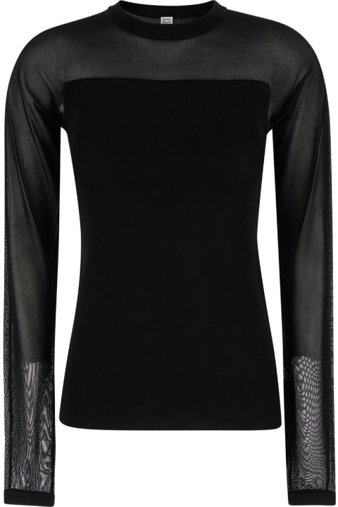 Totême Sweaters for Women Totême Black Semi Sheer Evening Top In Viscose Woman