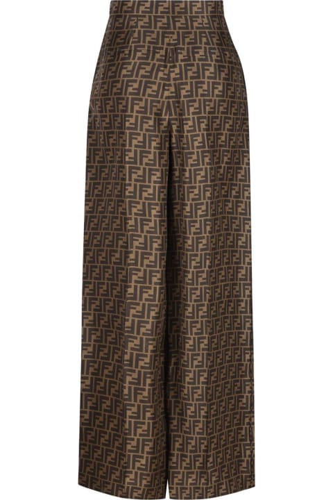 Pants & Shorts for Women Fendi Silk Twill Palazzo Trousers