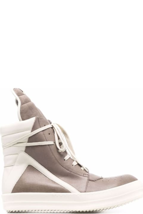 White And Brown Leather High-top Sneakers