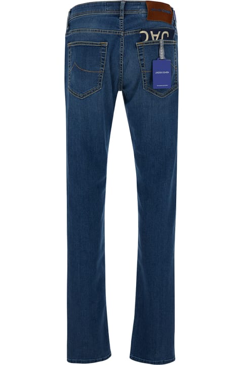 Jacob Cohen Jeans for Men Jacob Cohen Blue Slim Low Waisted Jeans With Patch In Cotton Denim Man