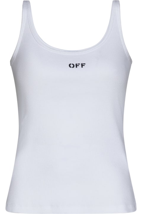 Fashion for Women Off-White Stretch Cotton Tank Top With Logo