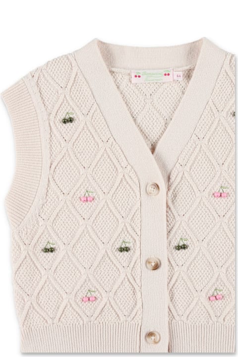 Homeware Bonpoint Bonpoint Lys V-neck Cherry Embroidered Cardigan