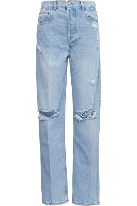 Blue Denim Jeans With Tears Details