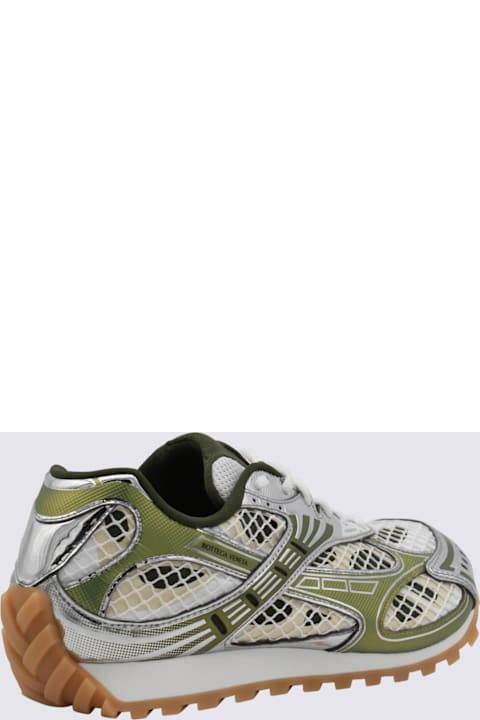 Homeware Bottega Veneta White And Green Orbit Sneakers