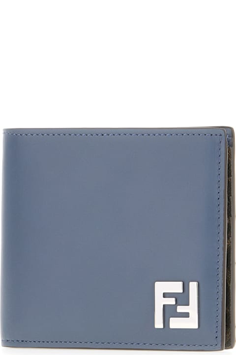 Wallets Sale for Men Fendi Denim Blue Leather Wallet