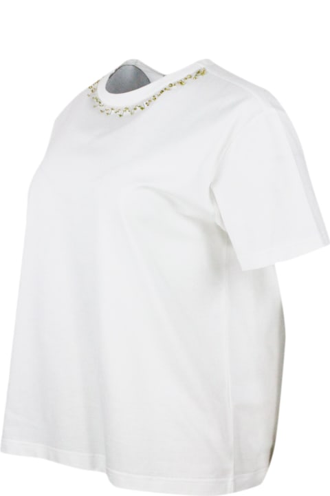 Fabiana Filippi Topwear for Women Fabiana Filippi Crew-neck And Short-sleeved T-shirt In Soft Stretch Cotton