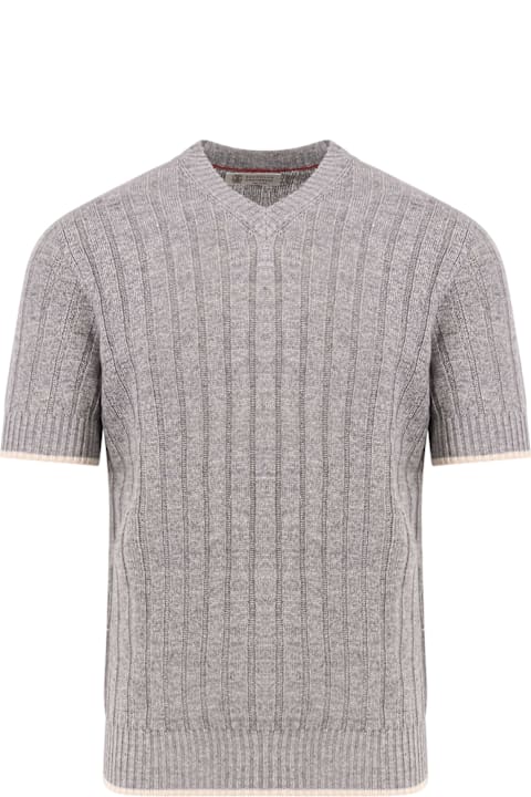 Brunello Cucinelli Sweaters for Men Brunello Cucinelli Cotton And Linen Ribbed Sweater