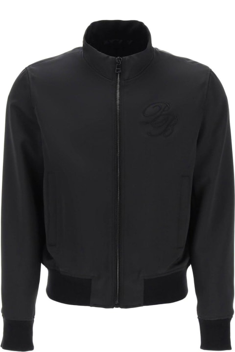 Balmain Coats & Jackets for Men Balmain Logo Embroidered Zipped Bomber Jacket