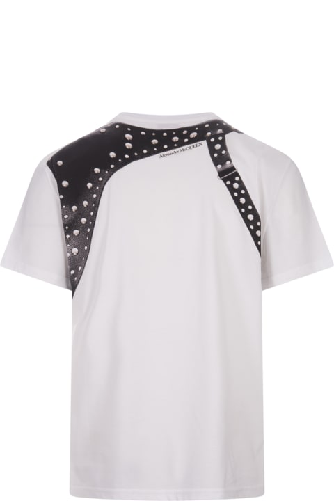 Alexander McQueen Topwear for Women Alexander McQueen Black And White Studded Harness T-shirt