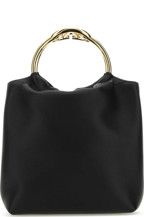 Valentino Garavani Shoulder Bags for Women Valentino Garavani Black Leather Bucket Bag