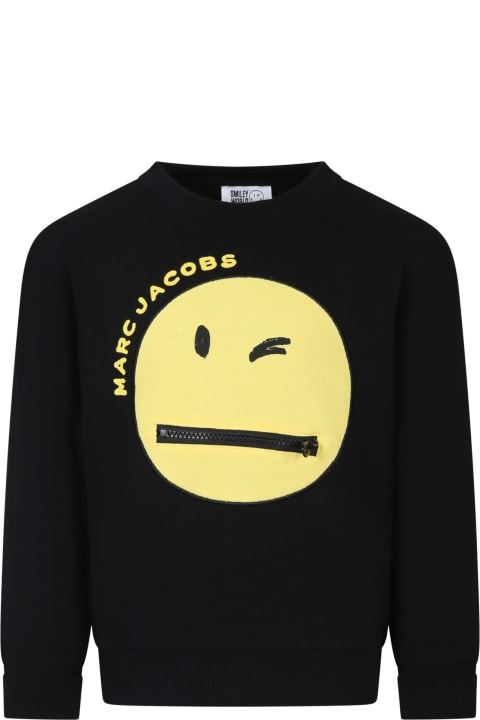 ウィメンズ新着アイテム Marc Jacobs Black Sweatshirt For Kids With Smiley And Logo