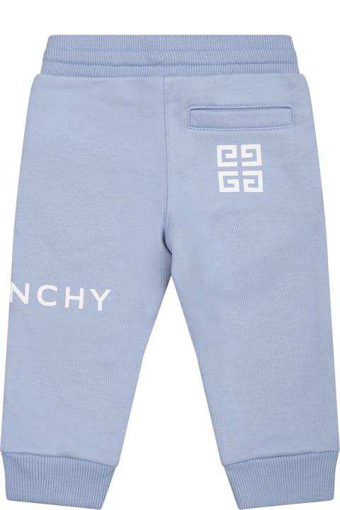 Light Blue Trousers For Baby Boy With Logo