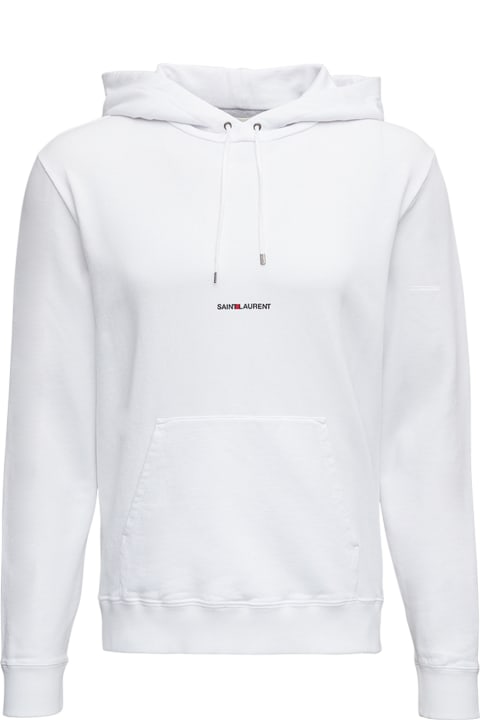 White Cotton Hoodie With Logo Print