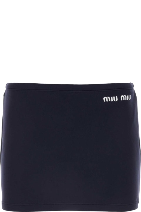 ウィメンズ新着アイテム Miu Miu Blue Stretch Nylon Mini Skirt
