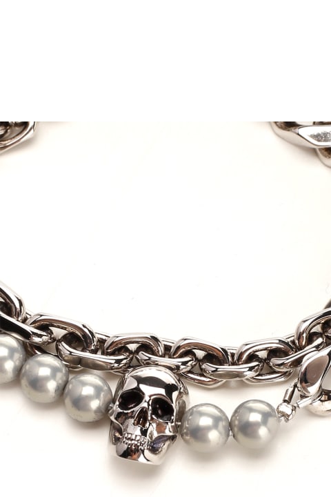 メンズ ジュエリー Alexander McQueen Skull&pearls Bracelet