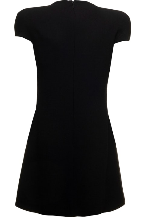 Black Midi Dress In Cady With Cut Out And Medusa Detailing Versace Woma