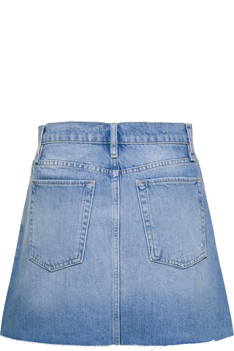 Fashion for Women Frame Light Blue High-waisted Mini-skirt With Branded Button In Cotton Denim Woman