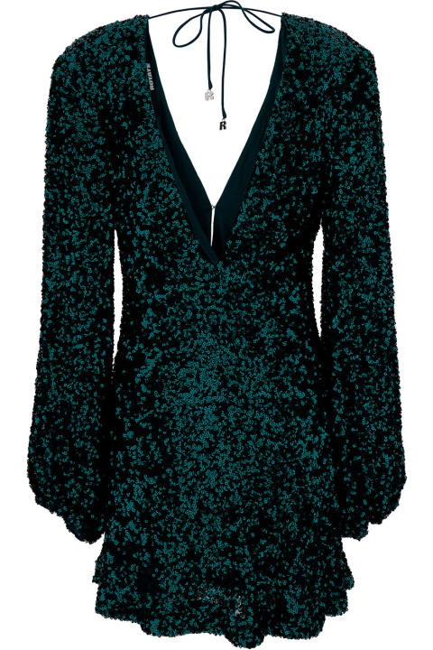 Rotate by Birger Christensen for Women Rotate by Birger Christensen Mini Green Dress With V Neckline And All-over Paillettes In Recycled Fabric Woman