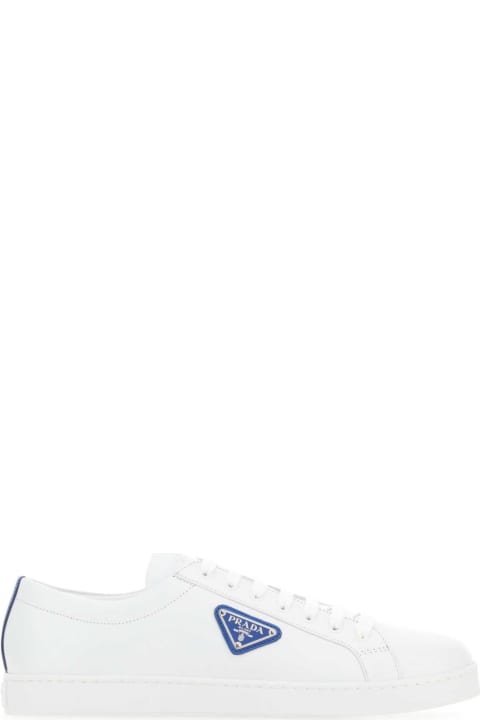 Shoes for Men Prada White Leather Sneakers