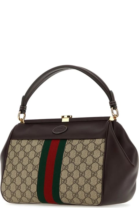 Gucci for Women Gucci Gg Supreme Fabric And Leather Handbag