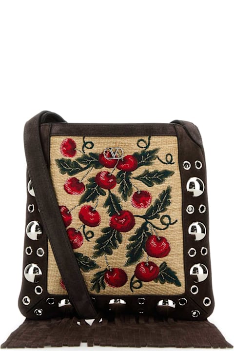 Shoulder Bags for Women Valentino Garavani Embroidered Raffia And Suede Small Nellcã´te Crossbody Bag