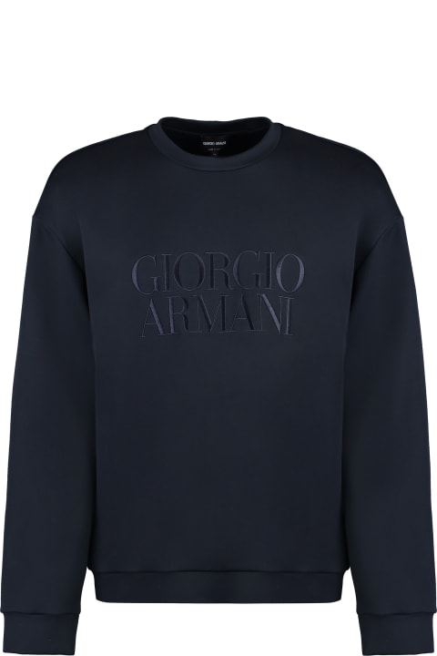 メンズ Giorgio Armaniのフリース＆ラウンジウェア Giorgio Armani Embroidered Logo Crew-neck Sweatshirt