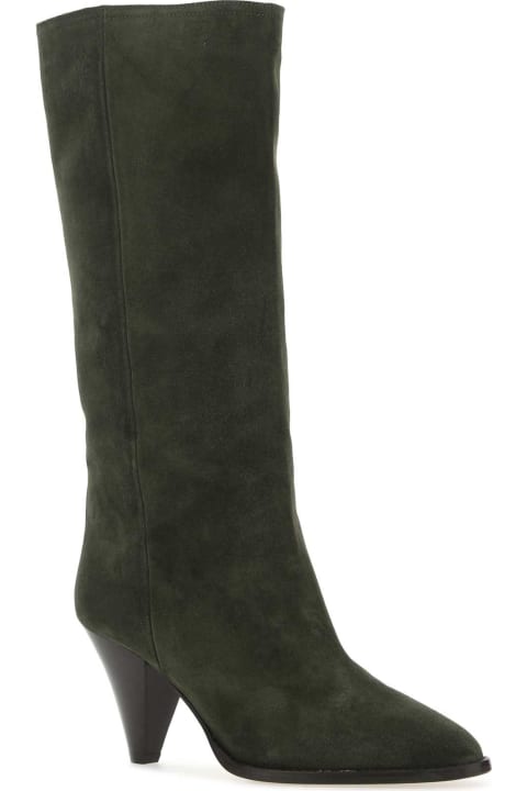 Boots for Women Isabel Marant Dark Green Suede Lispa Boots