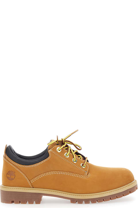 Homeware Timberland Beige Laced Ankle Boots With Bicolor Laces And Logo Embossed On Side In Leather Man