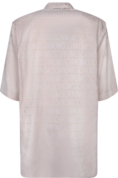 Moschino for Men Moschino Logo Jacquard Motif Notched Collar Shirt