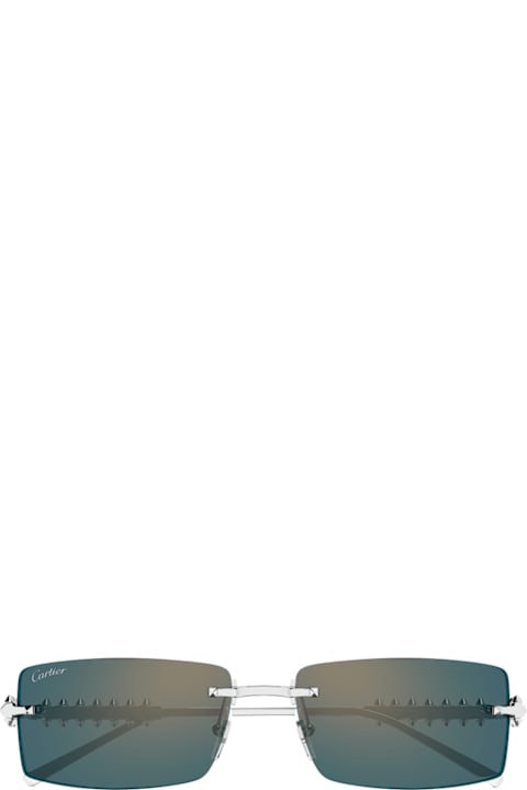 Cartier Eyewear لـ Kids Cartier Eyewear Cartier Ct0604s Clash De Cartier 005 Silver Green Sunglasses