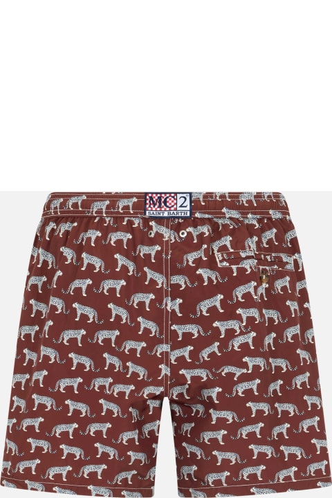 Homeware MC2 Saint Barth Man Lightweight Fabric Swim-shorts Lighting 70 With Micro Cheeta Print