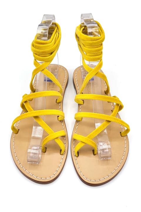 Homeware Dea Sandals Yellow Velvet Gladiator Sandals